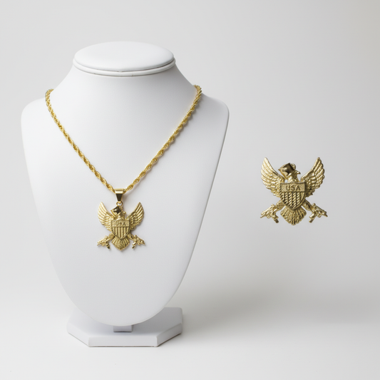 10K Gold Approx. 1.5Inch Military Eagle  Pendant Approx. 5.7Grams