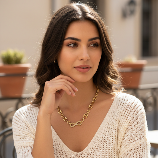 10K Gold 6Mm 18Inch Infinity Necklace 19grams