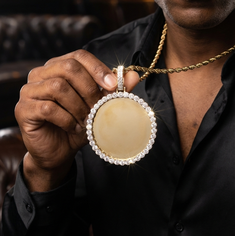 10K Gold  2.10 CTW  Diamond Round Memory Charm/Pendant