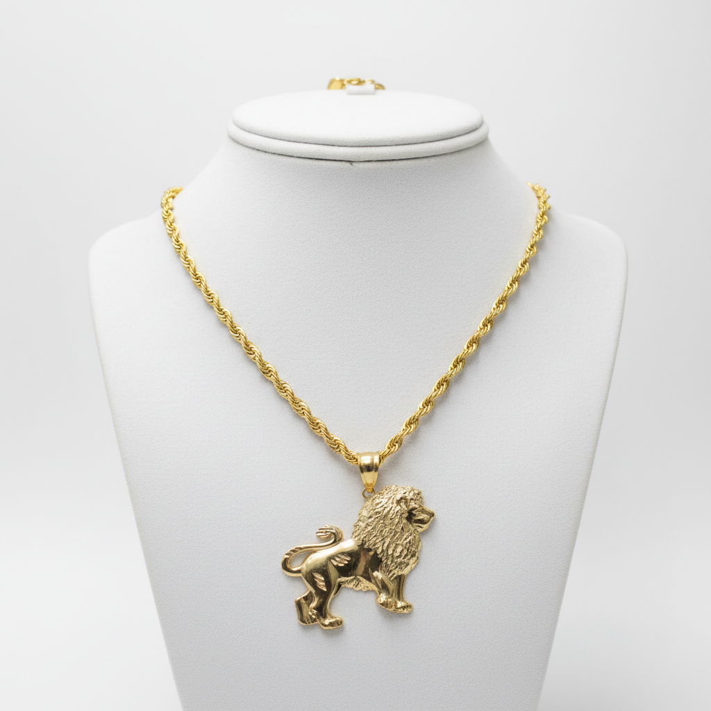 10K Gold Approx. 2Inch Lion Body Pendant 7.7Grams