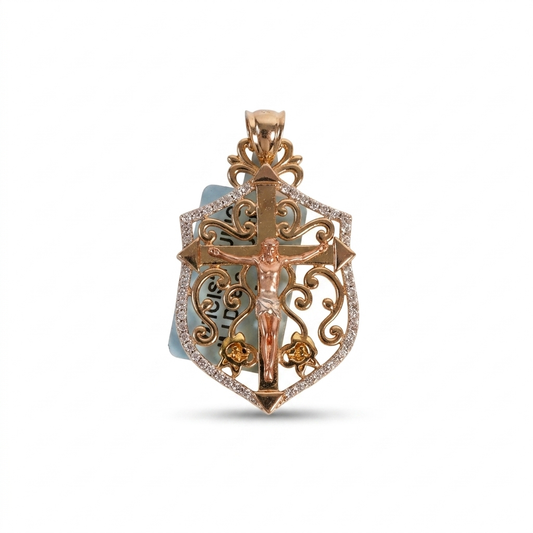 10Ktwo tone 0.25Ctw Diamond Religious Pendant