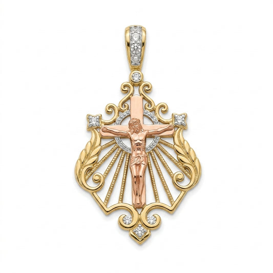 14Ktt 0.33Ctw Diamond Religious Pendant