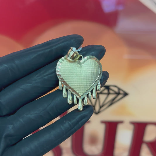10K Gold Approx. 2-Inch Dripping Heart Charm