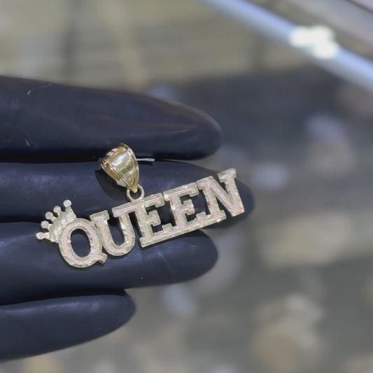 10K Gold Approx 1.5Inch Queen Crown Pendant