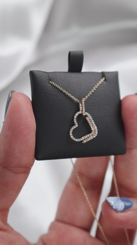 10K Gold  0.16Ctw Diamond Heart Pendant With Chain