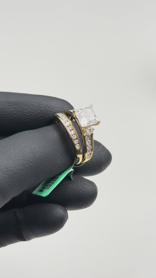 14K Yellow Gold 3.00Ctw 2.03Ctr Large Diamond Piece E color Vs1 Bridal Set