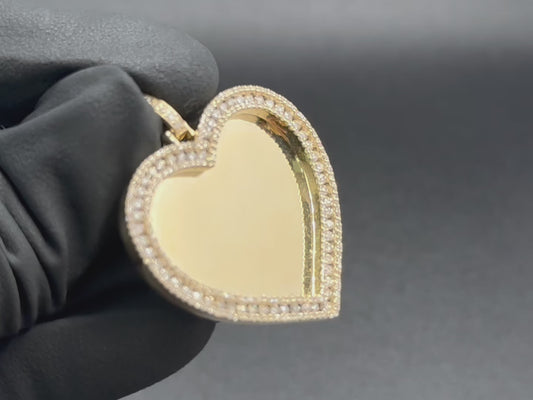 10k Gold heart memory pendant 1.75ctw Diamond