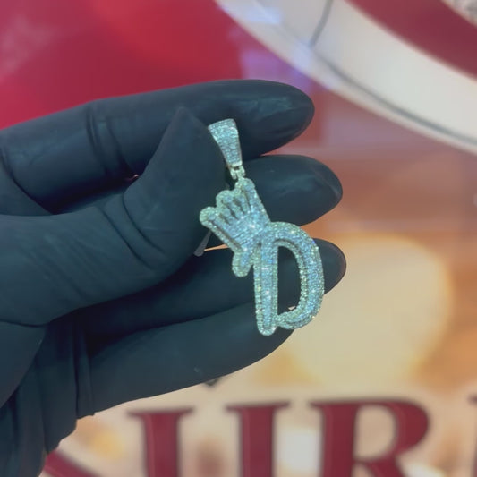 10k Yellow Gold 1.20Ctw Diamond Crown Initial D Pend