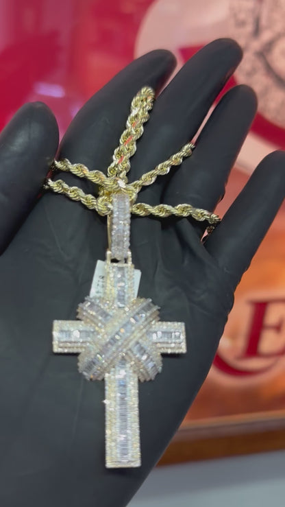 10Ktt 3.95Ctw Dia Baguette Cross