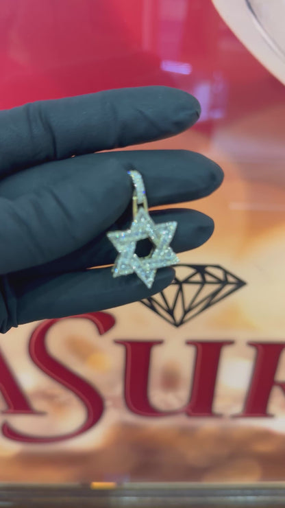 10K Yellow Gold  1.00Ctw Diamond Baguette Star