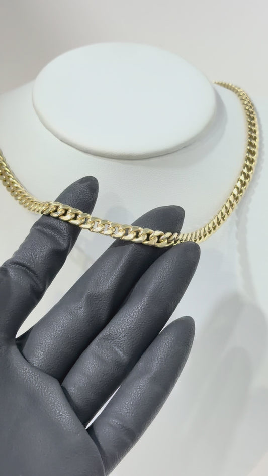 10K Yellow Gold 6mm 18 Inch Hollow Miami Cuban