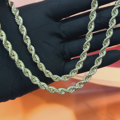 10K Yellow Gold 5.5mm 24 Inch Hollow Rope Diamond Cut