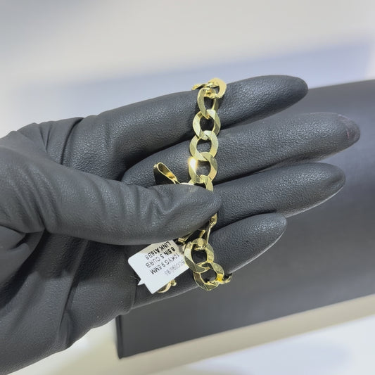 10K Yellow Gold 9.5mm 8.5 Inch Solid Curb Link