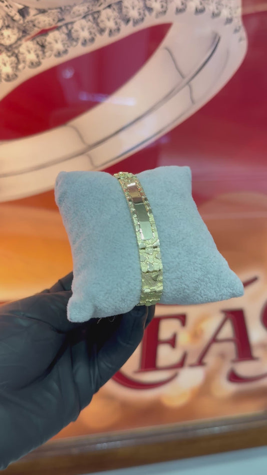 10KYG 9MM 8.5IN NUGGET ID BRACELET 19.7 GOLD WEIGHT