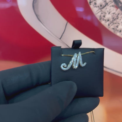 10k Gold  0.20Ctw Diamond Initial M Pendant
