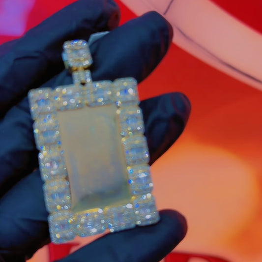 10K Gold 2.59Ctw Diamond Sq Bag Memory Charm Pendant