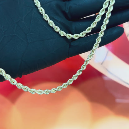10K Yellow Gold 4.5mm 24 Inch Hollow Diamond Cut Rope