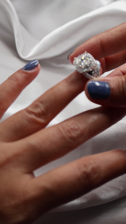 14K White Gold 4.86Ctw 3.41Ctr Lab Diamond Cush E Vs1 Wedding Ring