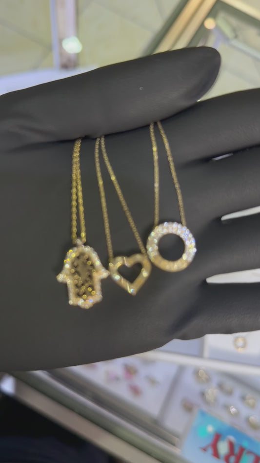 10K Yellow Gold 18 Inch Heart C Neck