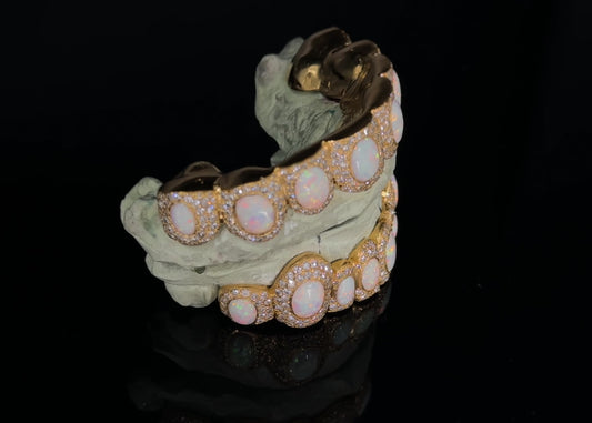 6TOP 6 BOTTOM OPAL & DIAMONDS GRILLZ