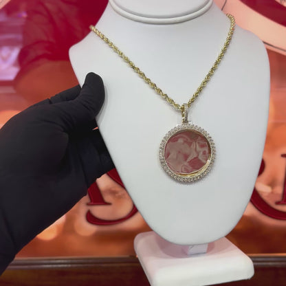 10K Yellow Gold 1.7Ct Diamond Round Memory Baguette Pendant