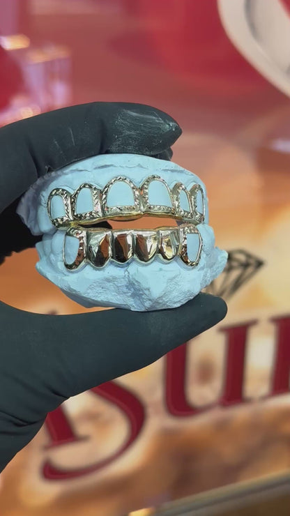 10K Yellow Gold Diamonds Cuts Pull outs Grillz