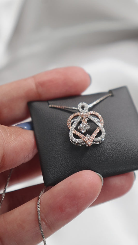 10K Two Tone 0.246Ctw Diamond Heart Pendant