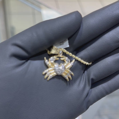 10K Gold Approx. 1-Inch Crab Pendant