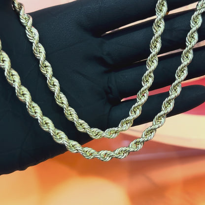 10K Yellow Gold 5.5mm 22 Inch Hollow Rope Diamond Cut