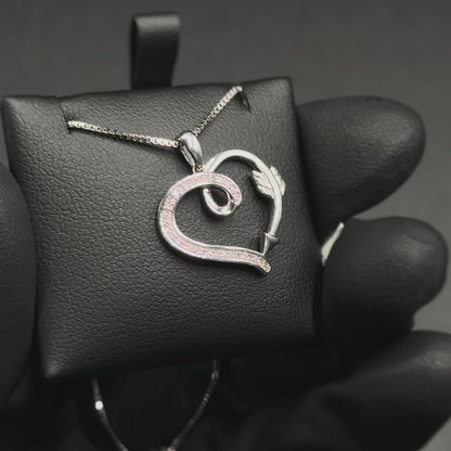 925 Silver 0.10Ctw Dia Heart Pendant