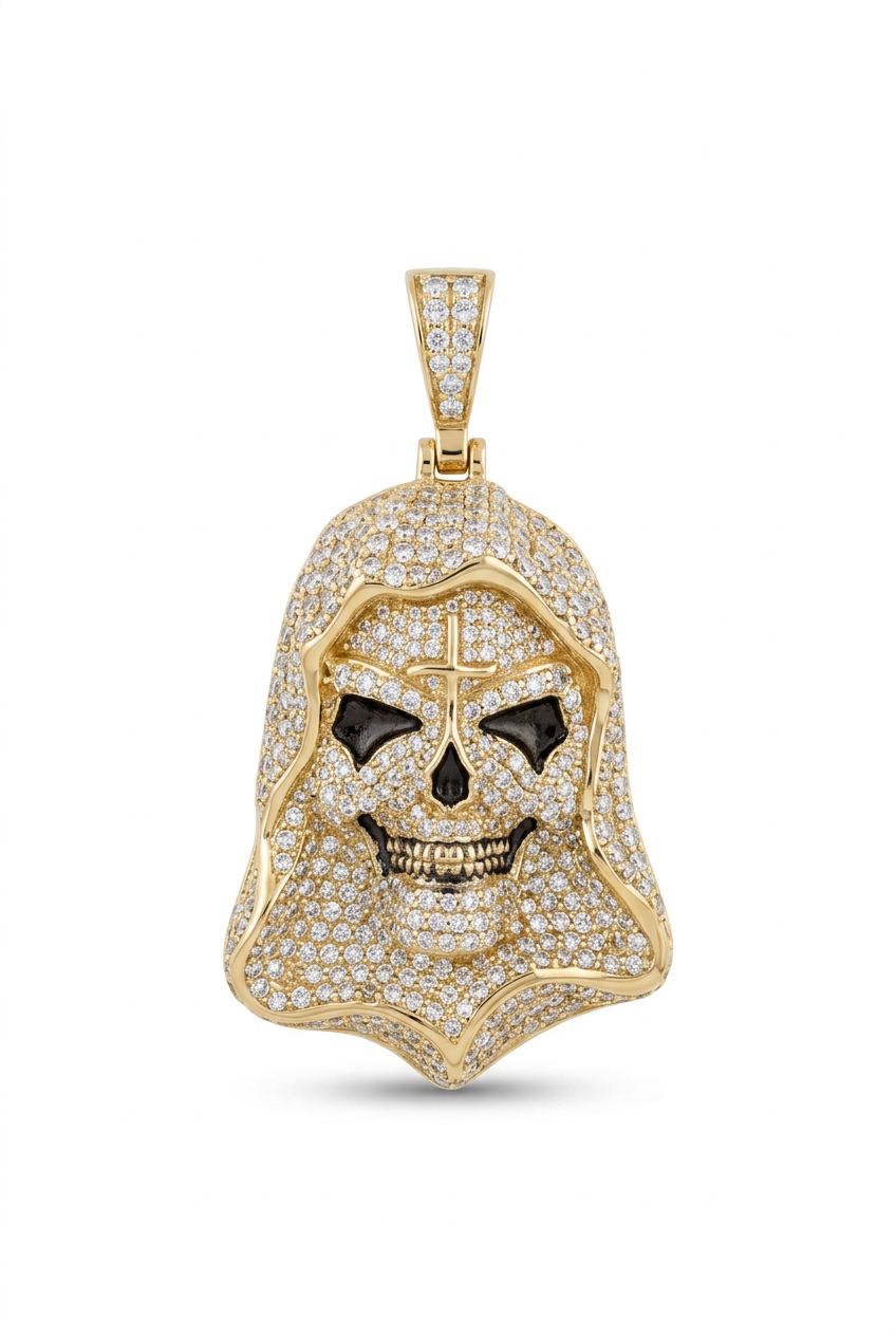 Skull pendant on a clean white background