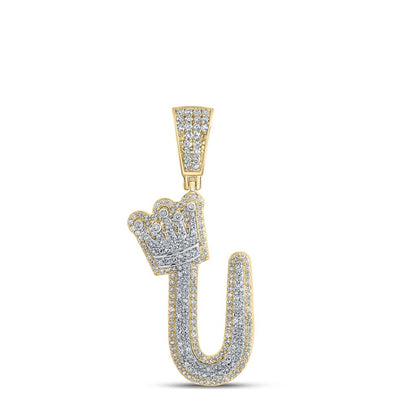 10KYG 0.8-1.00CTW DIA CROWN INITIAL PENDANT