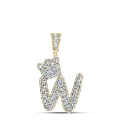 10KYG 0.8-1.00CTW DIA CROWN INITIAL PENDANT