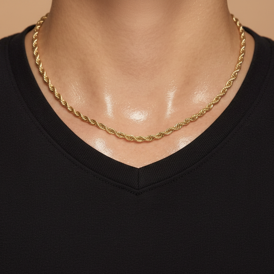 Women's 4mm 16" Gold Rope Chain - No Face Product Image